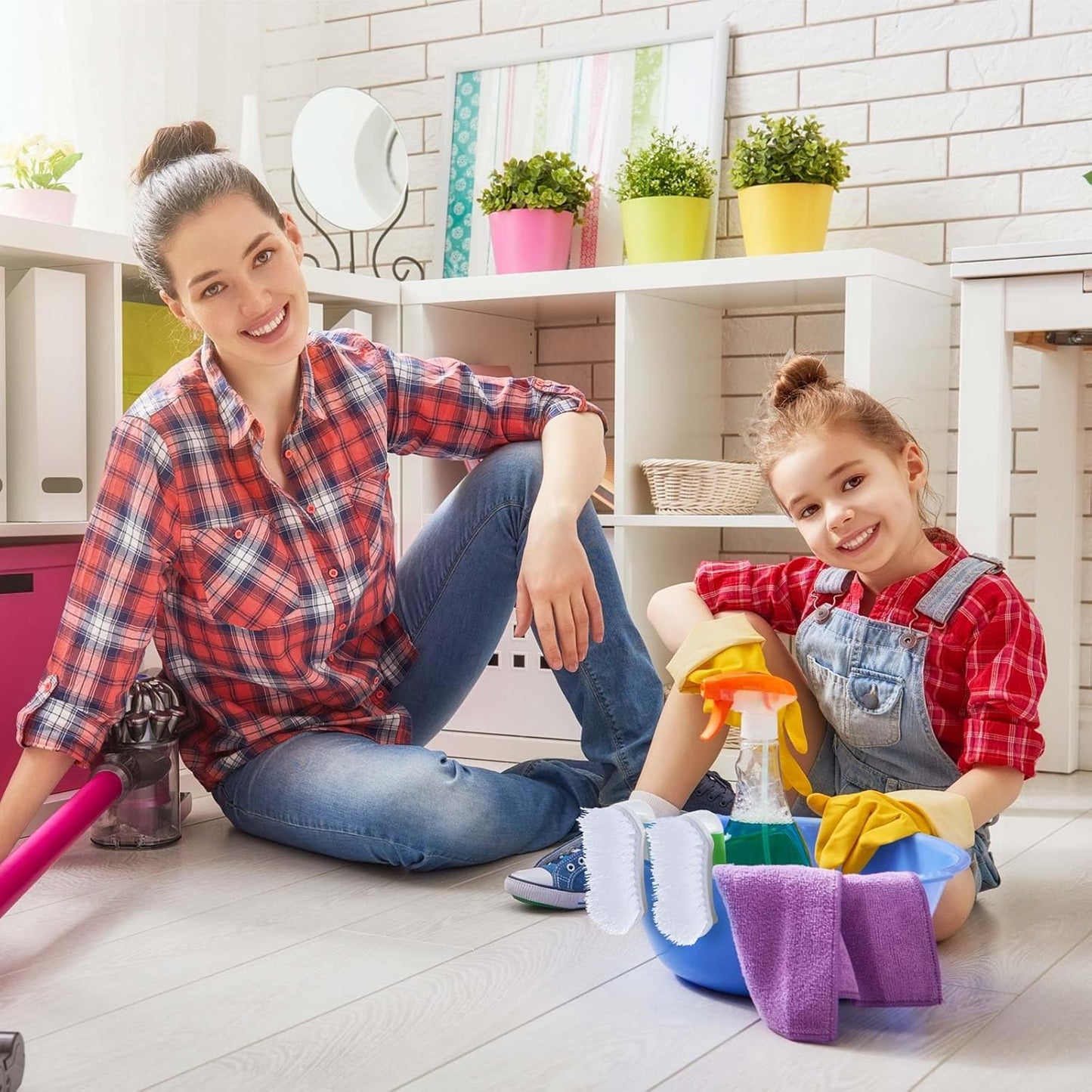 Lallisa 12 Pcs Scrub Brush for Cleaning with Handle Comfortable to Grip Heavy-Duty Flexible Stiff Bristles Scrubber Brushes Bulk for Shower Bathroom Carpet Kitchen Floor Tiles (Blue,Green)