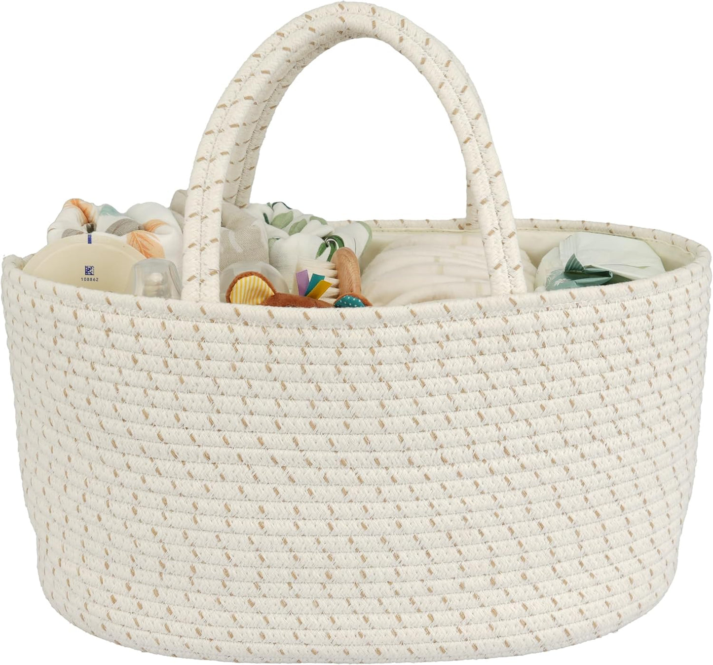 Diaper Caddy Organizer Cotton Rope Baby Basket Nursery Storage and Portable Tote Bag for Car Ideal Baby Shower Gifts and Registry Must-Have for Newborn Essentials Large striped