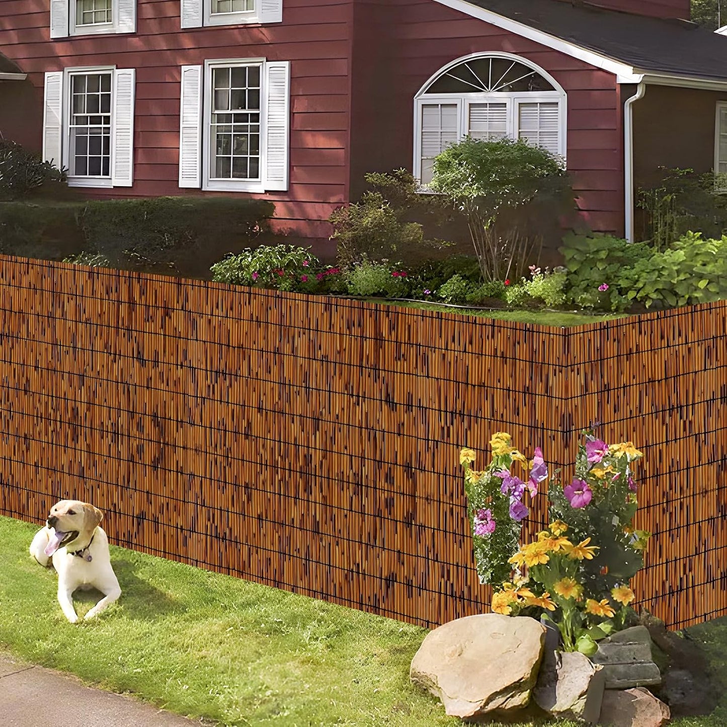 2 Pack Natural Reed Fence,4FT X 16.4FT Bamboo Fencing Privacy Reed Screening for Outdoor, Gallery, Restaurant, Hotel, Patio (Brown)