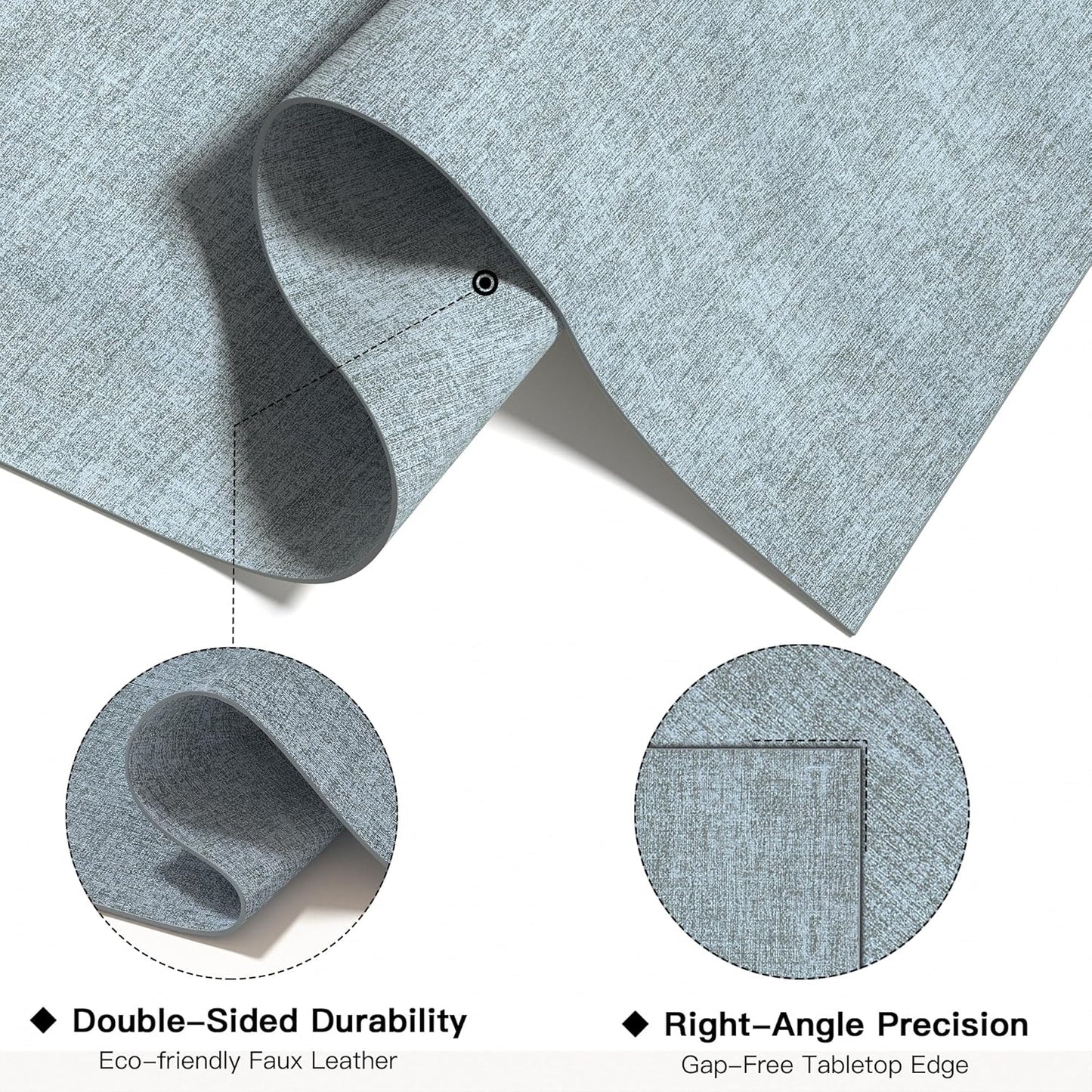 DOLOPL Placemats Set of 6, Reversible Wipeable & Heat Resistant Place Mats, Modern Faux Leather Table Mats for Kitchen, Neutral Waterproof Tablemats for Dining Table Decor, Wedding, Party(Dusty Blue)