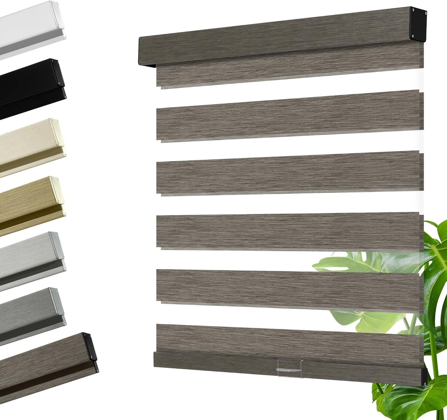 Cordless Zebra Blinds for Windows, Blackout Interior Blinds,Easy to Install,UV Protection,for Offices and Home,Custom Roller Shades, Mousse Dark Bown,26" W x 72" H