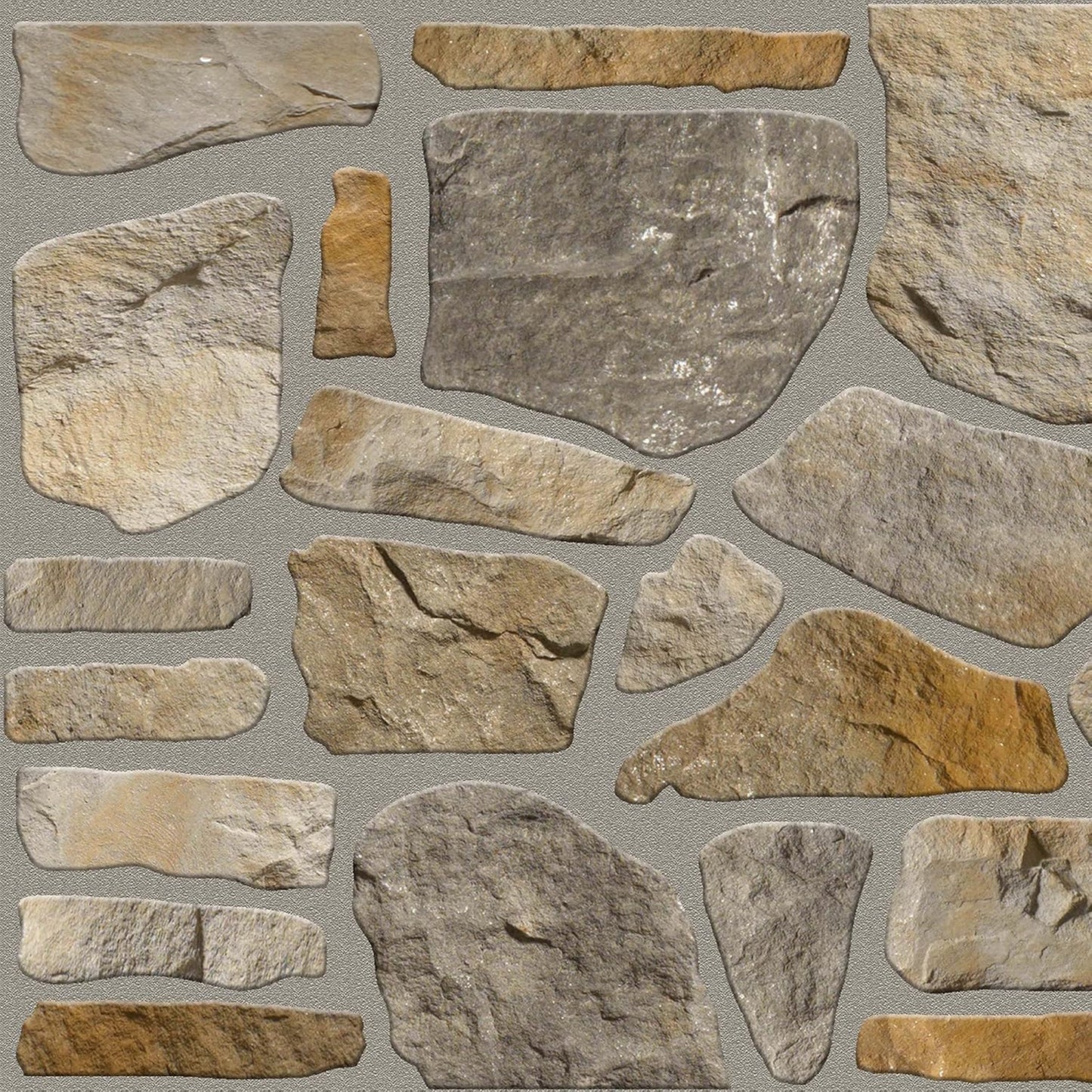 Dundee Deco 3D Wall Panels - Cladding Grey Gold Stone Look Wall Paneling, Styrofoam Facing for Interior and Exterior Applications, DIY, Sample, Size 10 x 10 in.