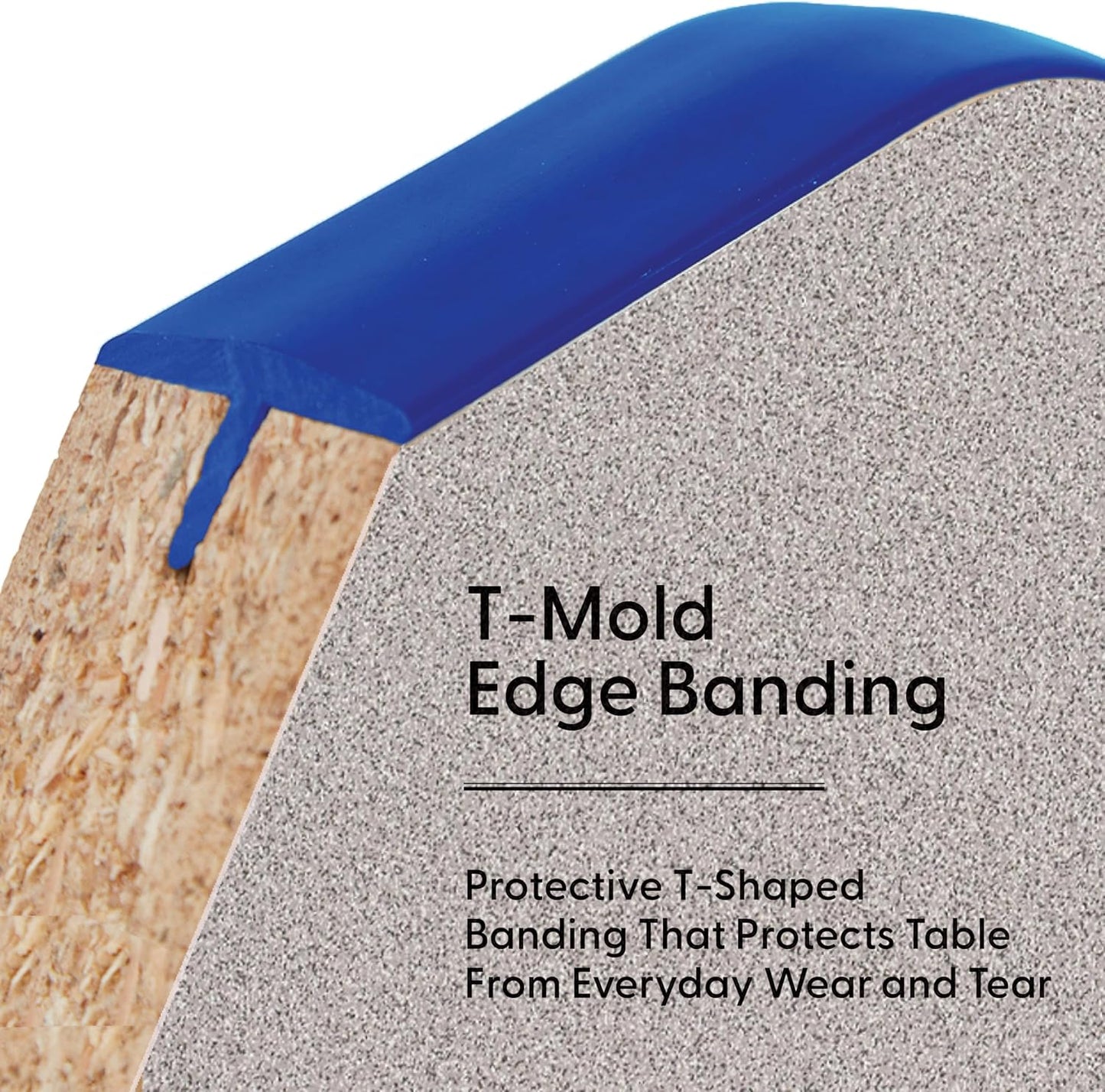 FDP Rectangle Activity School and Kids Classroom Table (24 x 48 inch), Toddler Legs, Adjustable Height 15-24 inches - Gray Top and Blue Edge