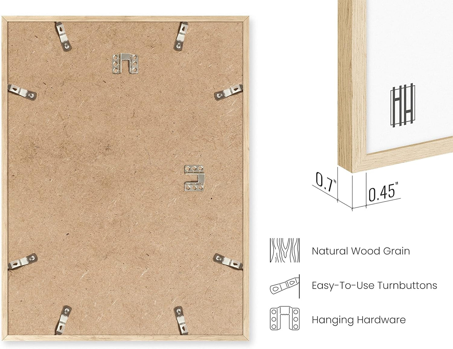 HAUS AND HUES Beige Oak Wood 8x10 Picture Frame - Modern Wood Wall Art Display - Lightweight 8x10 Frame for Art Prints, Photos, Posters - Ready-to-Hang Vertically & Horizontally