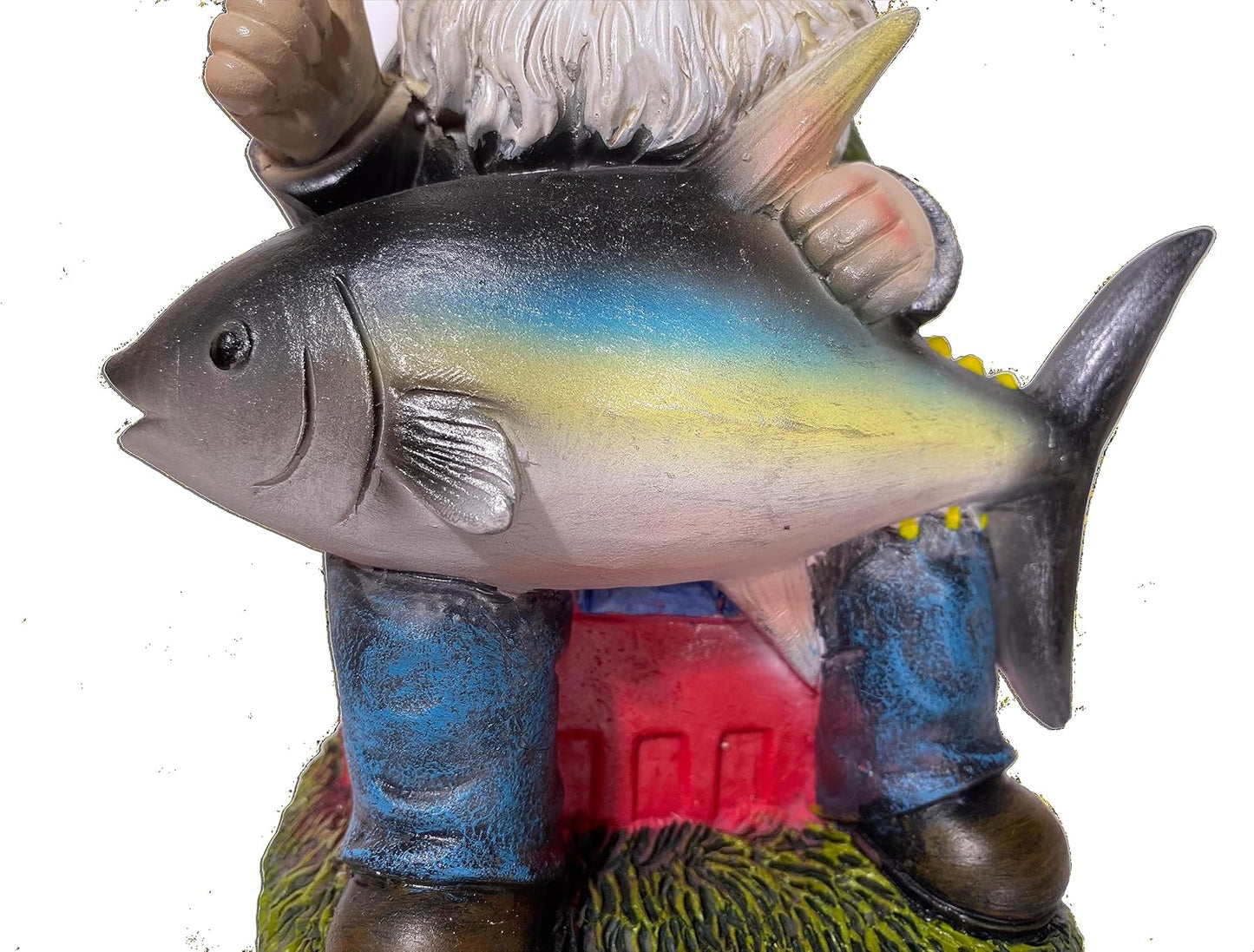 Fishing Gnome with Tuna Fish,Fishing Garden Gnomes Outdoor,Funny Garden Gnome 9“，Fishing Gnomes Decorations for Yard (Fishing Gnome)