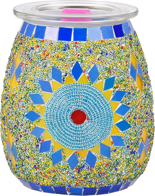 Dicimi Electric Wax Melter, Mosaic Stove Burner, Glass Essential Oil Stove Wax Tart Burner Fragrance Night Light Aromatic Decoration for Home Office Bedroom Living Room Decoration Present (Sunflower)