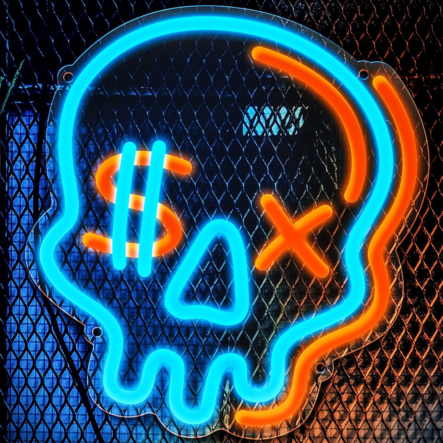 Eufrozy Halloween Neon Sign for Boys Room, Cool Skull Led Signs Kids Bedroom Decor, 6 Dimmable USB Powered Led Lights for Teenage Gamer Wall Decor Man Cave Gifts Blue Skeleton Decorations