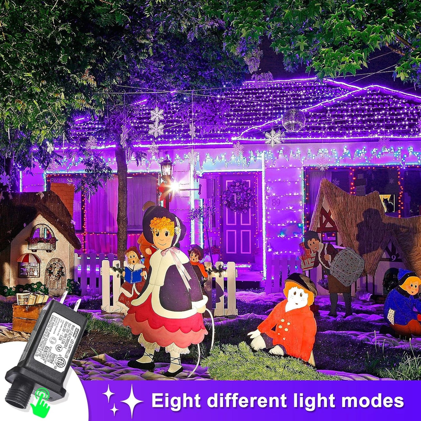 120 LED Purple Halloween Lights, 40 FT Christmas Lights Indoor Outdoor 8 Modes Plug in Waterproof Fairy String Lights for Tree Christmas Halloween Thanksgiving Decorations