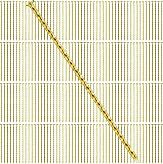 200 Pcs Metal Nails 8 Inch Artificial Spikes Galvanized Spiral Landscape Stakes Edging Spikes Garden Stakes for Fake Landscaping Grass Ground Lawn(Gold)