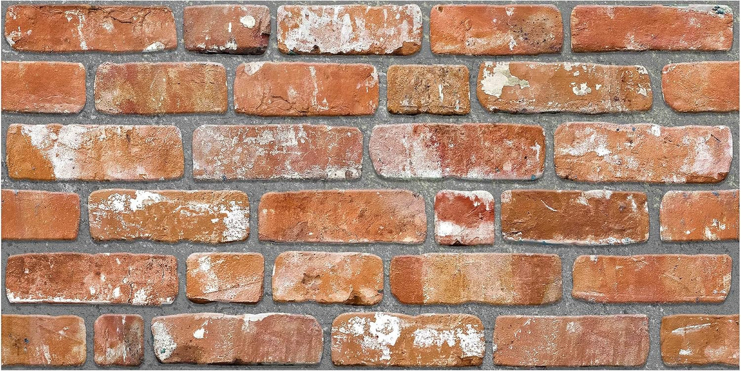 Dundee Deco 3D Wall Panels Faux Brick - Cladding, Red Orange Stone Look Wall Paneling, Styrofoam Facing for Living Room, Kitchen, Bathroom, Balcony, Bedroom, Set of 5, Covers 27 sq ft