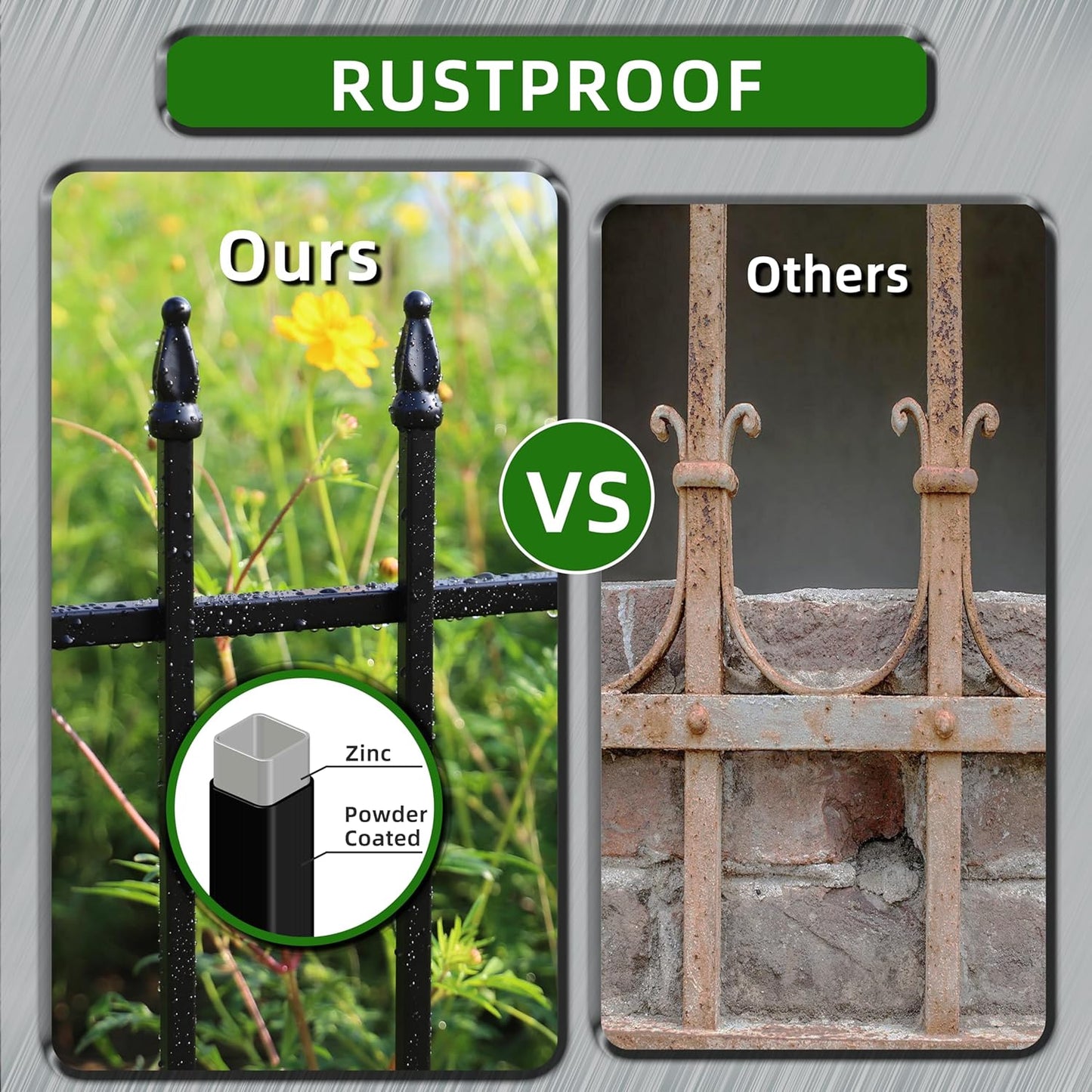 Decorative Metal Garden Fence 24 in H x 10 ft L, Border Fence Panels Animal Barrier for Dogs, No Dig Garden Fencing for Yard Patio Flower Bed Lawn Outdoor 5 Panels + 6 Stakes Black