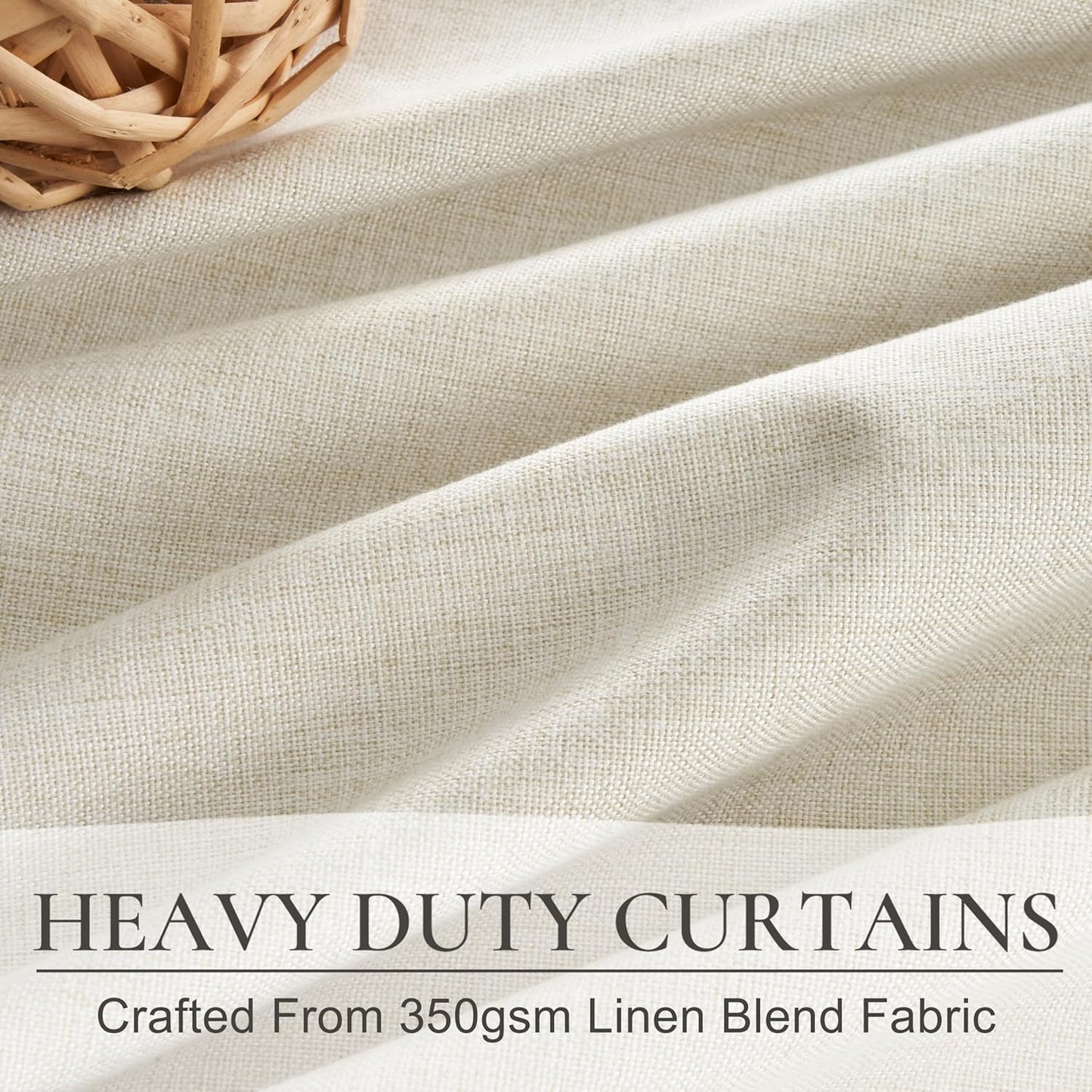 Cream Pleat Blackout Curtains 84 Inch Length 2 Panels Set for Living Room, Farmhouse Linen Blend Thermal Window Drapes Pinch Pleated Room Darkening Bedroom Light Beige 40" W x 84" L