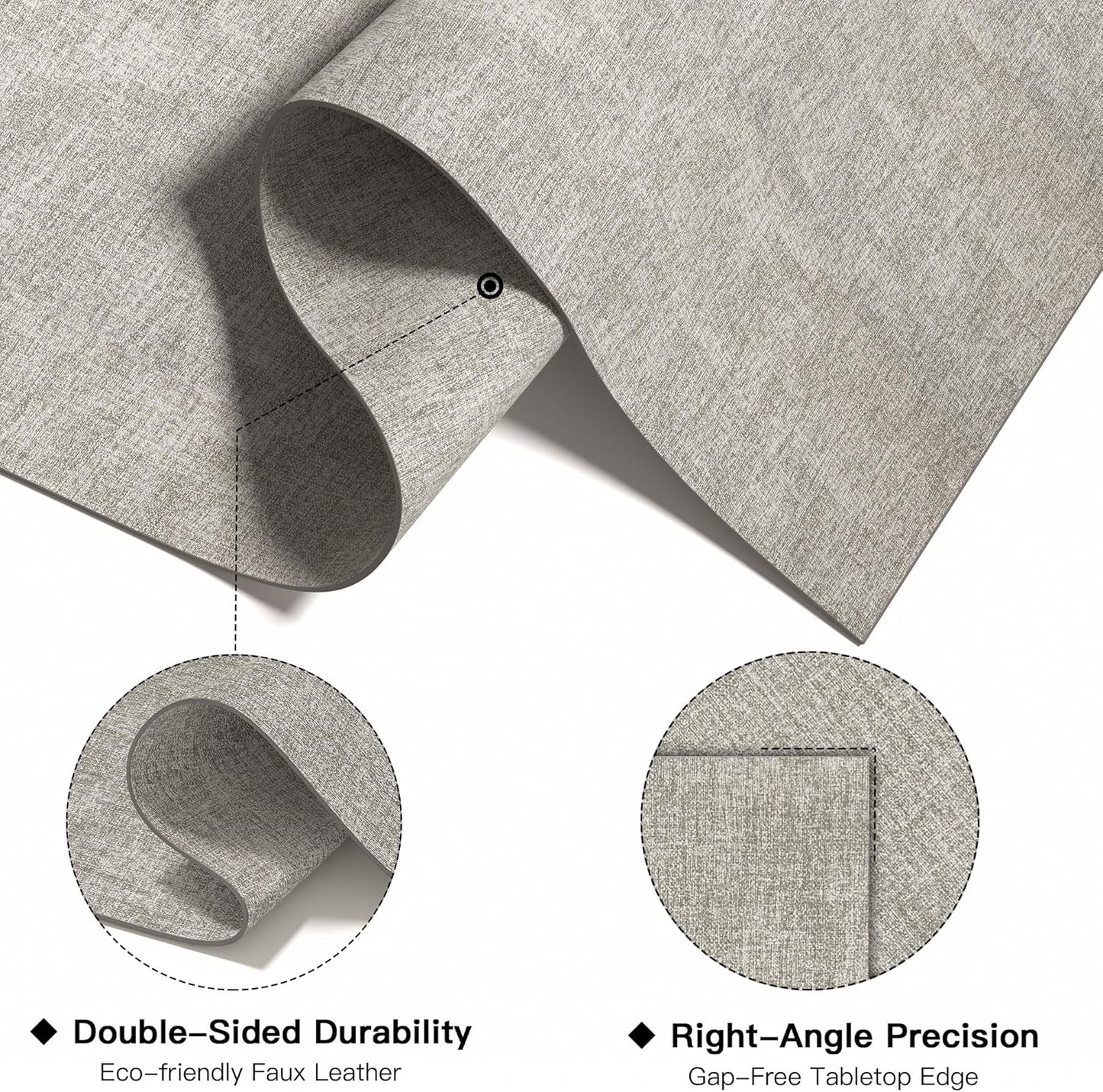 DOLOPL Placemats Set of 6, Reversible Wipeable & Heat Resistant Place Mats, Modern Faux Leather Table Mats for Kitchen, Neutral Waterproof Tablemats for Dining Table Decor, Wedding, Party(Grey)
