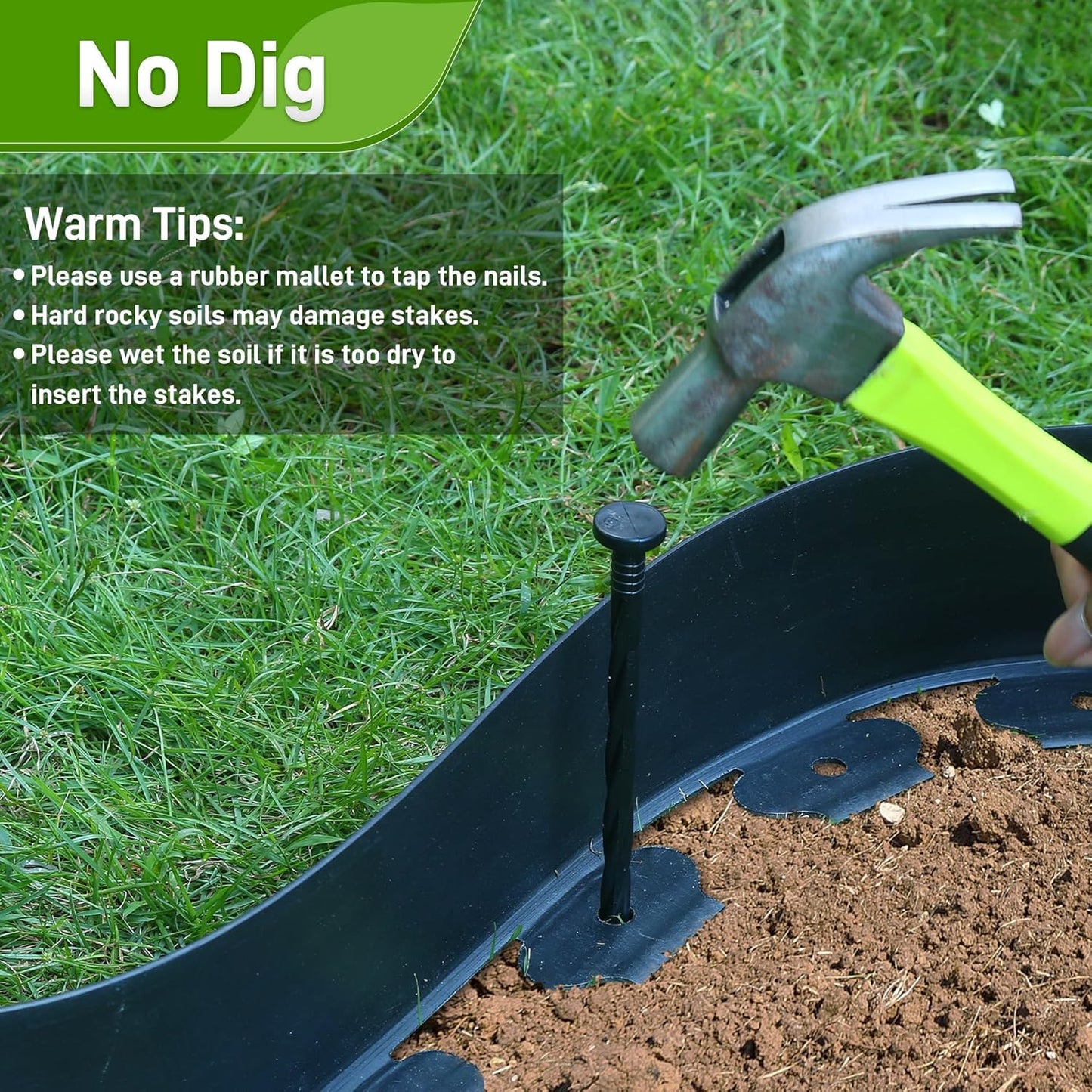 3.15" x 100' No Dig Landscape Edging, Flexible Garden Edging Borders with 90 Anchoring Spikes, Plastic Lawn Edging for Landscaping Garden Flower Beds Grass Yard Paver Pathway, Black