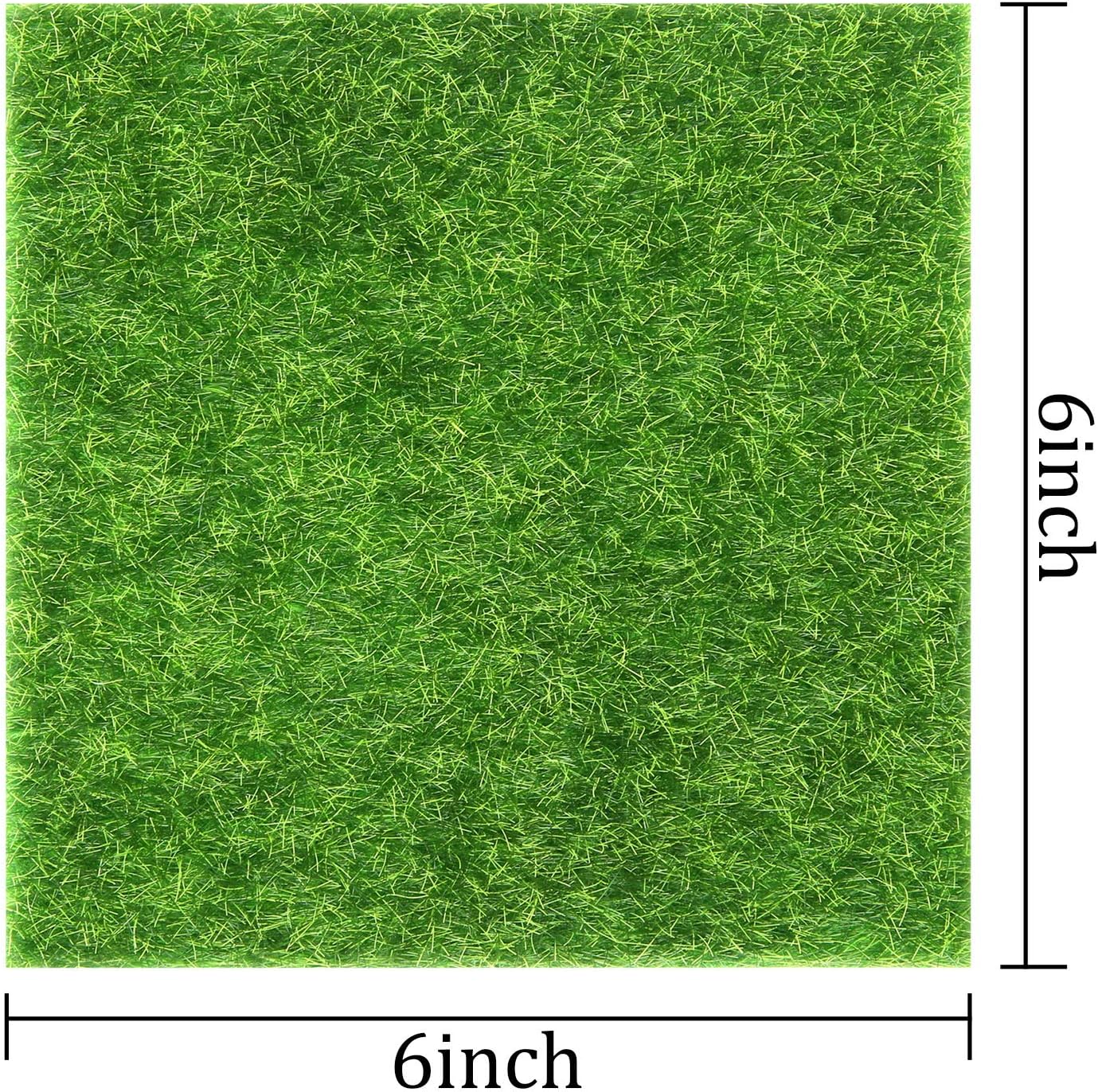 Elcoho 12 Pieces Fake Grass for Crafts Fairy Garden 6 x 6 Inches Artificial Garden Grass for Miniature Ornament Dollhouse DIY Decoration