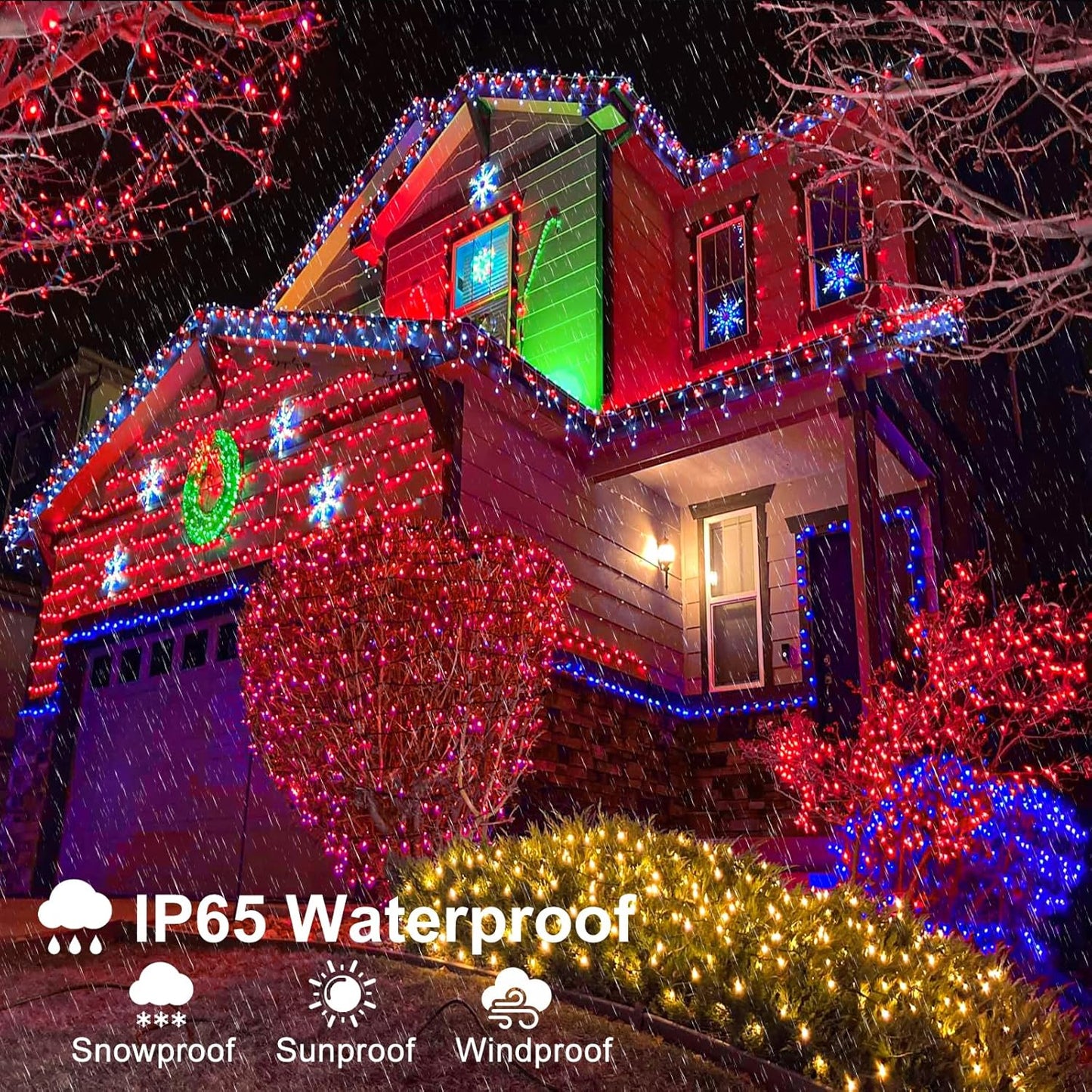 262FT 800 LED Christmas Lights, Plug in Christmas Tree Lights Outdoor with Timer and 8 Modes, Green Wire Waterproof String Light for Indoor House Yard Patio Wedding Decorations, Red