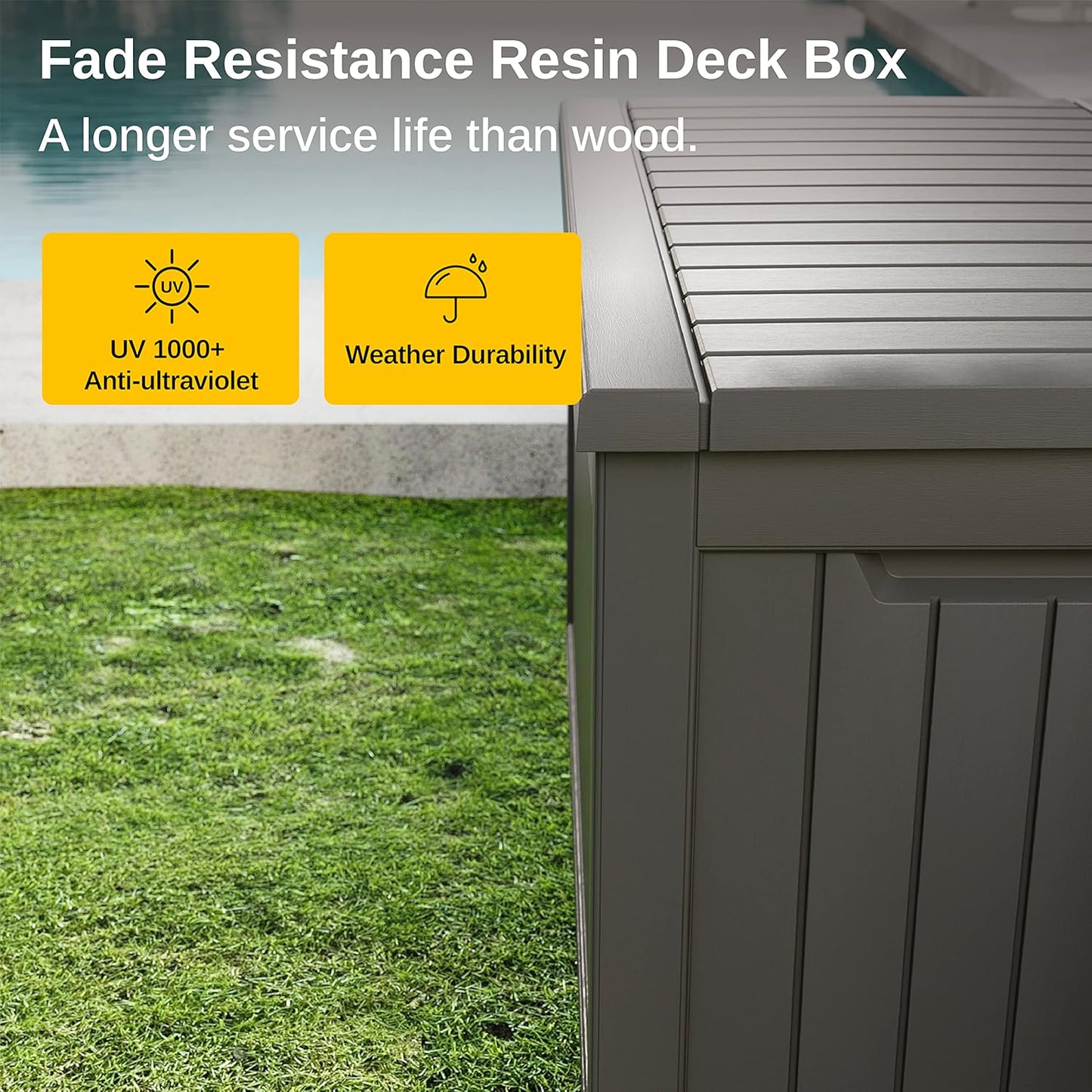 EAST OAK Outdoor Storage Box, 230 Gallon Deck Box,Grey - Lockable, Waterproof, UV-Resistant Large Storage Container for Patio Cushions & Garden Tools.