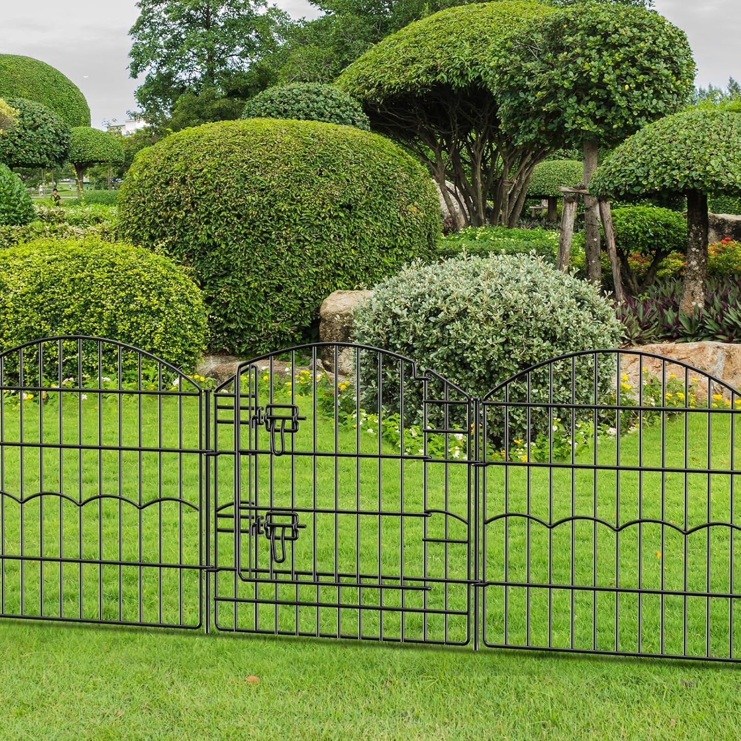 Decorative Garden Fence 6 Panels 12ft (L)×24in (H) No Dig Animal Barrier Fencing with 5 Panels + 1 Gate, Metal Garden Fences Rustproof Wire Border Temporary Dog Fence for Patio Outdoor Yard Lawn