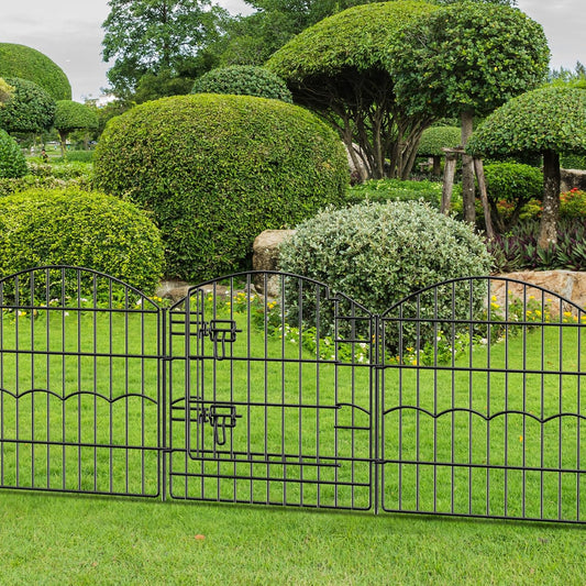 Decorative Garden Fence 6 Panels 12ft (L)×24in (H) No Dig Animal Barrier Fencing with 5 Panels + 1 Gate, Metal Garden Fences Rustproof Wire Border Temporary Dog Fence for Patio Outdoor Yard Lawn