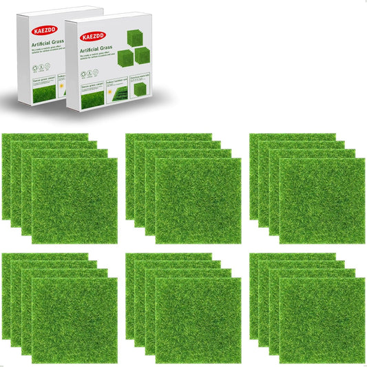 24 Packs 6 X 6 Inch Fake Grass Decor for Crafts, Artificial Grass for Dollhouse Miniature Ornament Projects, Model Turf Grass for DIY Fairy Garden Accessories and Decor Kit
