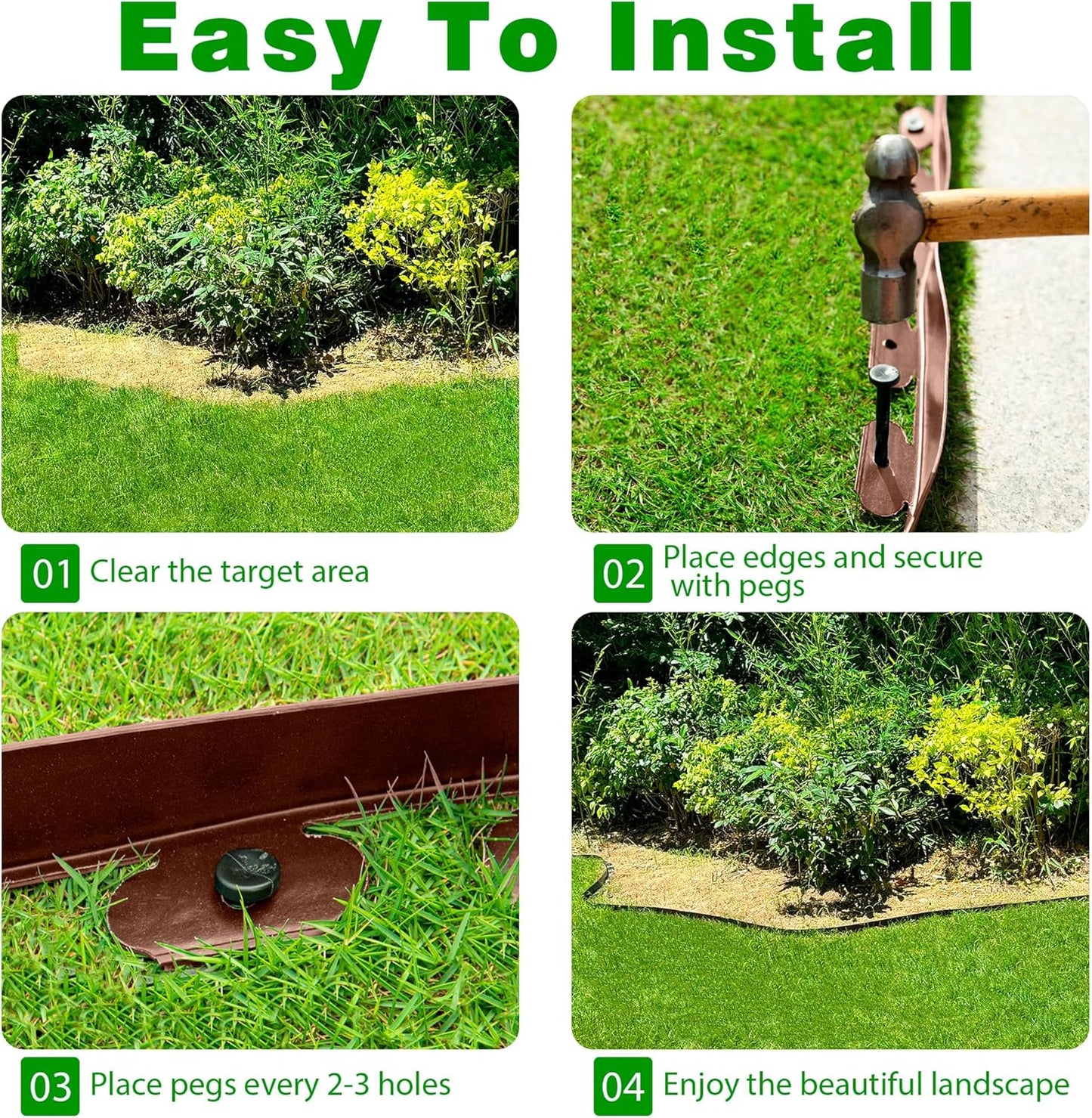 Garden Edging Border,Plastic Edging for Landscaping,Flower Bed, Paver and Lawn Edging Border (2Inchx100FT-2, Brown)